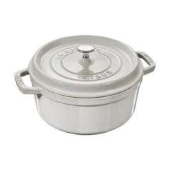 Staub Cast Iron Cocotte 28cm White Truffle (40501-414-0) -Kitchenknives Shop 40501414