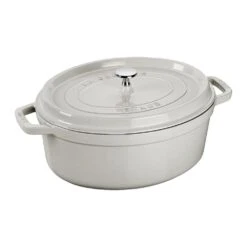 Staub Cast Iron Cocotte Oval 31cm White Truffle (40501-416-0) -Kitchenknives Shop 40501416