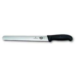 Victorinox Fibrox 25cm Slicing Knife Serrated Edge Round Tip (5423325)