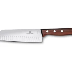 Victorinox Wood 17cm Santoku Knife With Fluted Blade (6852017G)
