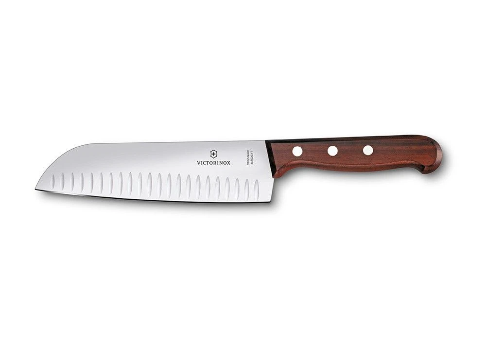 Victorinox Wood 17cm Santoku Knife With Fluted Blade (6852017G) 3 Victorinox Wood 17cm Santoku Knife With Fluted Blade (6852017G)