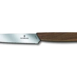 Victorinox Swiss Modern Walnut 12cm Steak Knife 2 Piece Set Serrated Edge (6900012WG)