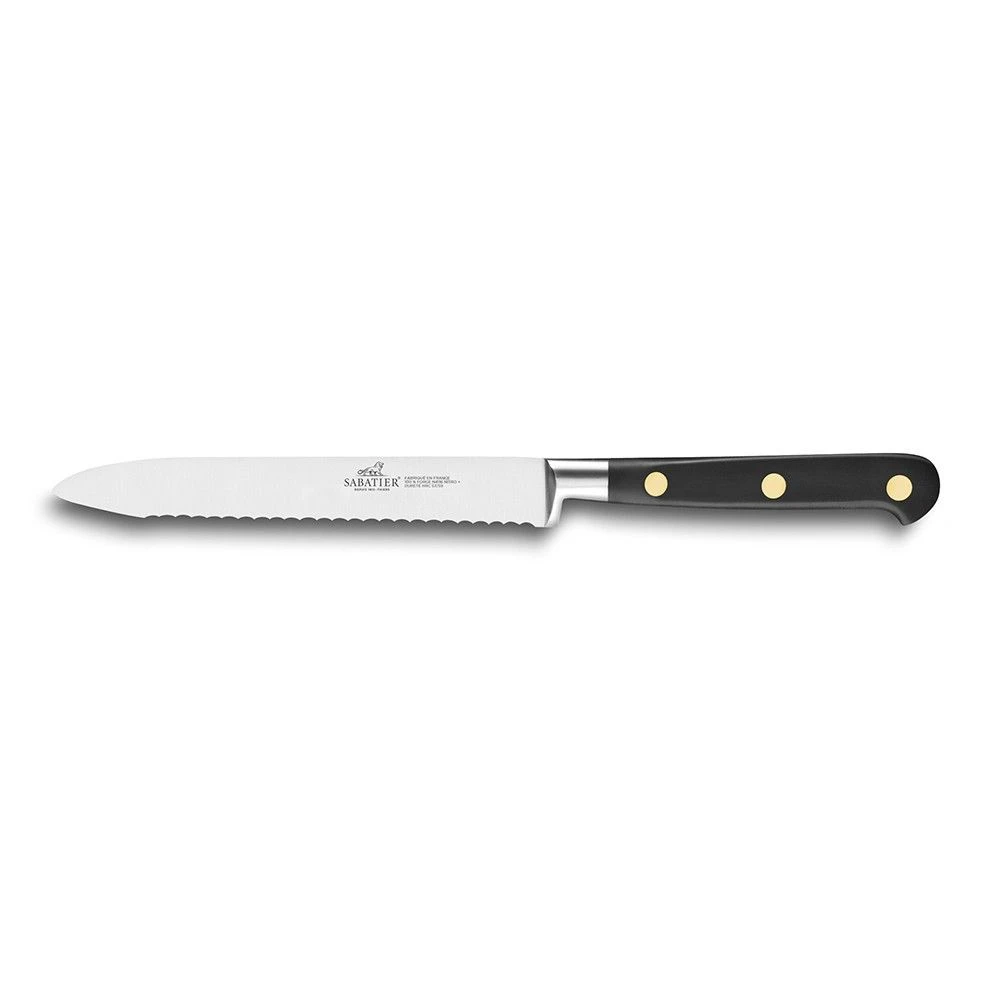 Sabatier® Ideal Brass Rivets 12cm Serrated Utility Knife 3 Sabatier® Ideal Brass Rivets 12cm Serrated Utility Knife