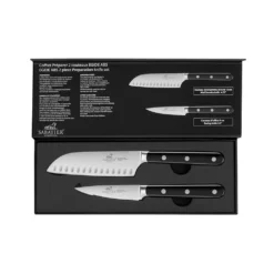 Lion Sabatier® Egide 2 Piece Knife Set - 9cm Paring & 13cm Santoku Knife (Black Handle With Stainless Steel Rivets) -Kitchenknives Shop 764180 3