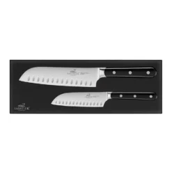 Lion Sabatier® Egide 2 Piece Knife Set - 13cm & 18cm Santoku (Black Handle With Stainless Steel Rivets) -Kitchenknives Shop 764380 4
