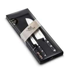 Lion Sabatier® Ideal 2 Piece Knife Set - 10cm Paring & 18cm Santoku Knife (Black Handle With Stainless Steel Rivets) -Kitchenknives Shop 892180 2 1