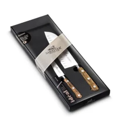 Lion Sabatier® Ideal Provencao 2 Piece Knife Set - 10cm Paring & 18cm Santoku Knife (Olive Handle With Stainless Steel Rivets) -Kitchenknives Shop 892185 2