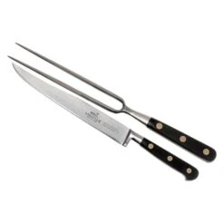 Sabatier® Ideal Brass Rivets 20cm Yatagan Curved Carving Knife Set (c/w 17cm Carving Fork)