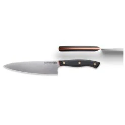 Savernake DNA CL18 18cm Chef's Knife - Anthracite & Orange With Traditional Handle -Kitchenknives Shop cl18 chefs kinfe top side 1