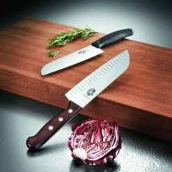 Victorinox Swiss Classic 17cm Santoku Knife Fluted Blade Yellow (6852617L8B) -Kitchenknives Shop cut 6 8520 17 b1 santoku 2 1 4