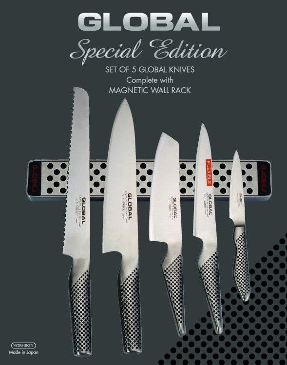 Global Knives 5 Piece Knife Set With Magnetic Wall Rack G-2951138/M30 4 Global Knives 5 Piece Knife Set With Magnetic Wall Rack G-2951138/M30 - Image 2