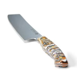 Savernake DNA SK18 18cm Nakiri - Anthracite, Arctic & Orange With Marble Handle -Kitchenknives Shop house marble sk18 iso handle