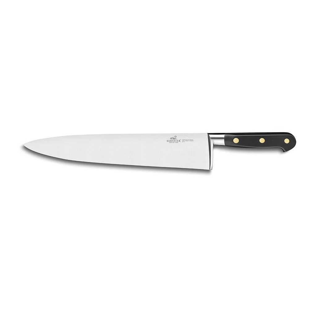 Lion Sabatier® Ideal Carbone 30cm Cook's Knife (Carbon Steel Blade With Black Handle & Brass Rivets) 3 Lion Sabatier® Ideal Carbone 30cm Cook's Knife (Carbon Steel Blade With Black Handle & Brass Rivets)
