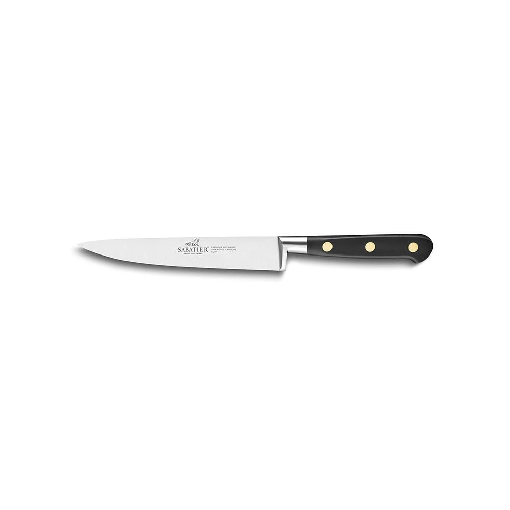 Lion Sabatier® Ideal Carbone 15cm Flexible Filleting Knife (Carbon Steel Blade With Black Handle & Brass Rivets) 3 Lion Sabatier® Ideal Carbone 15cm Flexible Filleting Knife (Carbon Steel Blade With Black Handle & Brass Rivets)