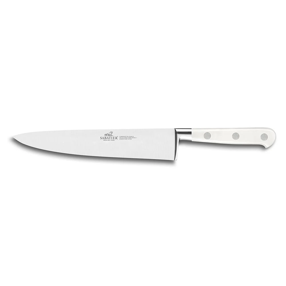 Lion Sabatier® Ideal Toque Blanche White Block & 5pc Knife Set (White Handle With Stainless Steel Rivets) 6 Lion Sabatier® Ideal Toque Blanche White Block & 5pc Knife Set (White Handle With Stainless Steel Rivets) - Image 4