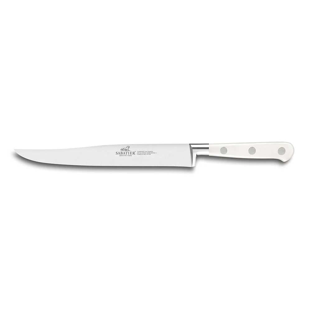 Lion Sabatier® Ideal Toque Blanche White Block & 5pc Knife Set (White Handle With Stainless Steel Rivets) 7 Lion Sabatier® Ideal Toque Blanche White Block & 5pc Knife Set (White Handle With Stainless Steel Rivets) - Image 5