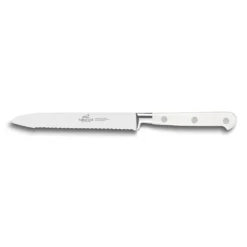 Lion Sabatier® Ideal Toque Blanche 3 Piece Knife Set - 10cm Paring, 12cm Serrated Utility & 18cm Santoku Knife (White Handle With Stainless Steel Rivets) -Kitchenknives Shop kk 802383 2