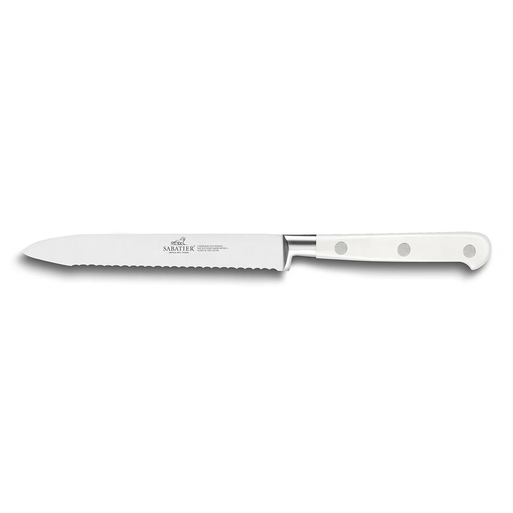 Lion Sabatier® Ideal Toque Blanche White Block & 5pc Knife Set (White Handle With Stainless Steel Rivets) 5 Lion Sabatier® Ideal Toque Blanche White Block & 5pc Knife Set (White Handle With Stainless Steel Rivets) - Image 3
