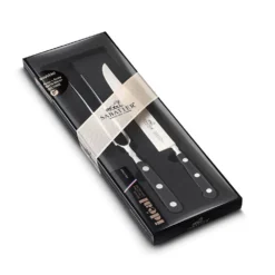 Lion Sabatier® Ideal 2 Piece Carving Set - 15cm Carving Fork & 20cm Carving Knife (Black Handle With Stainless Steel Rivets)