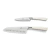 Lion Sabatier® Edonist Perle 2 Piece Knife Set - 10cm Paring Knife & 18cm Santoku (Pearl Handle With Stainless Steel Rivets)