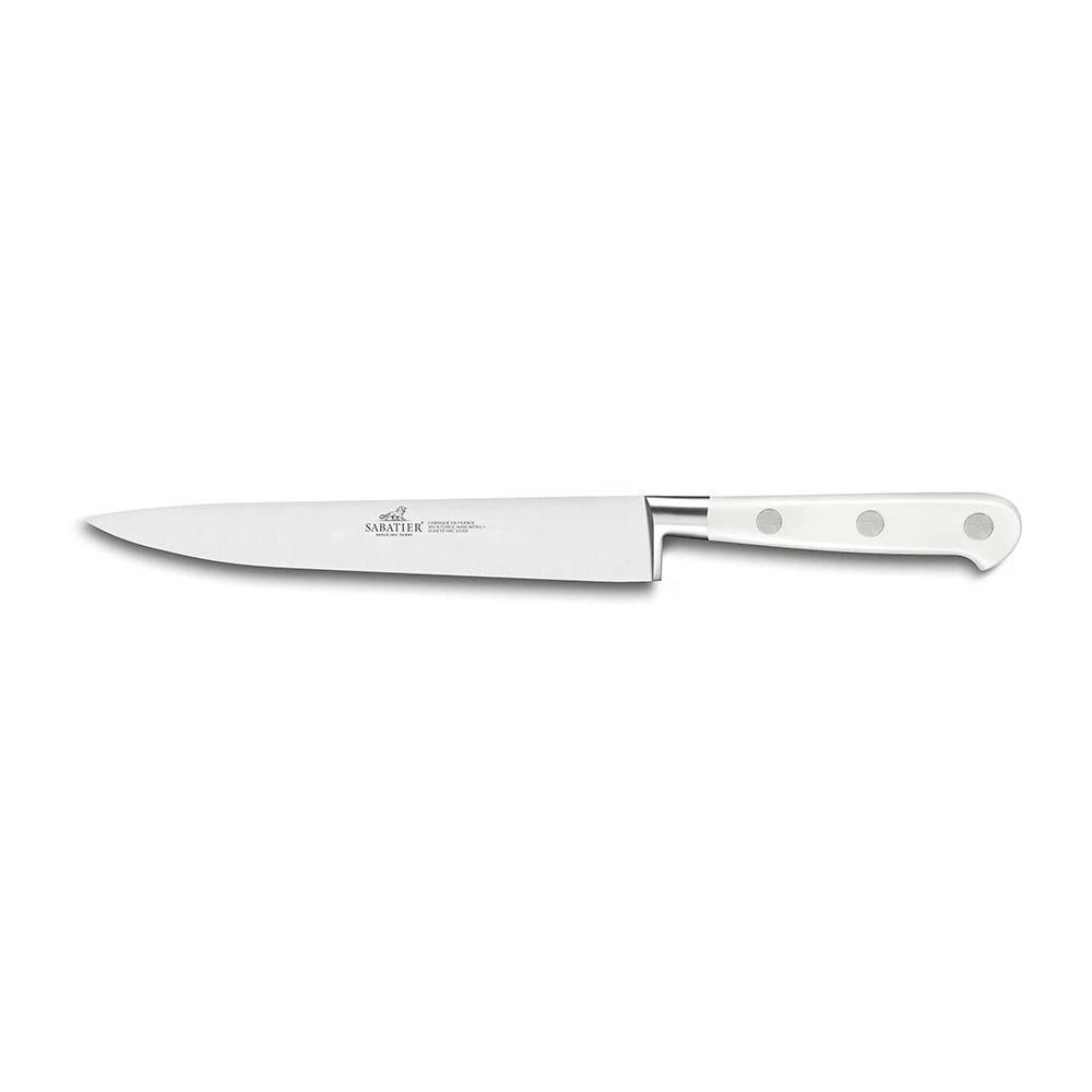 Lion Sabatier® Ideal Toque Blanche 20cm Slicing Knife (White Handle With Stainless Steel Rivets) 3 Lion Sabatier® Ideal Toque Blanche 20cm Slicing Knife (White Handle With Stainless Steel Rivets)
