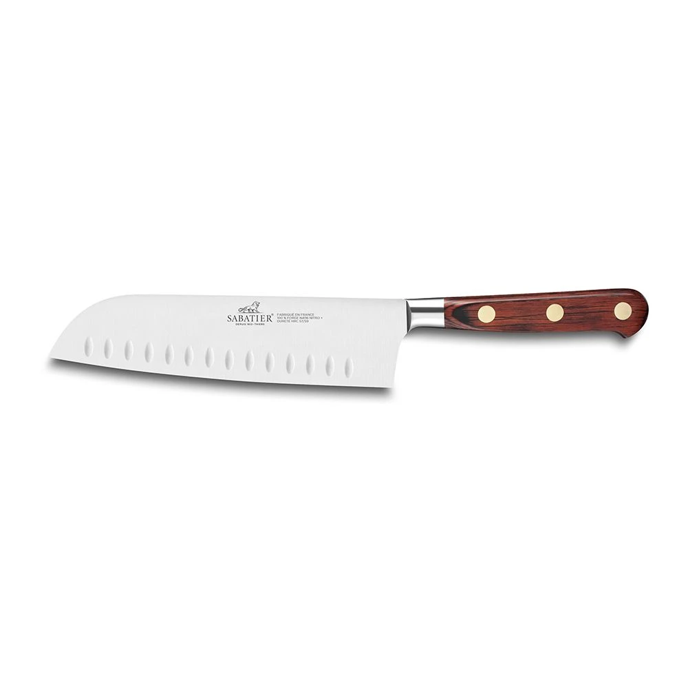 Lion Sabatier® Ideal Saveur 18cm Scalloped Santoku Knife (Pakka Wood Handle With Brass Rivets) 3 Lion Sabatier® Ideal Saveur 18cm Scalloped Santoku Knife (Pakka Wood Handle With Brass Rivets)