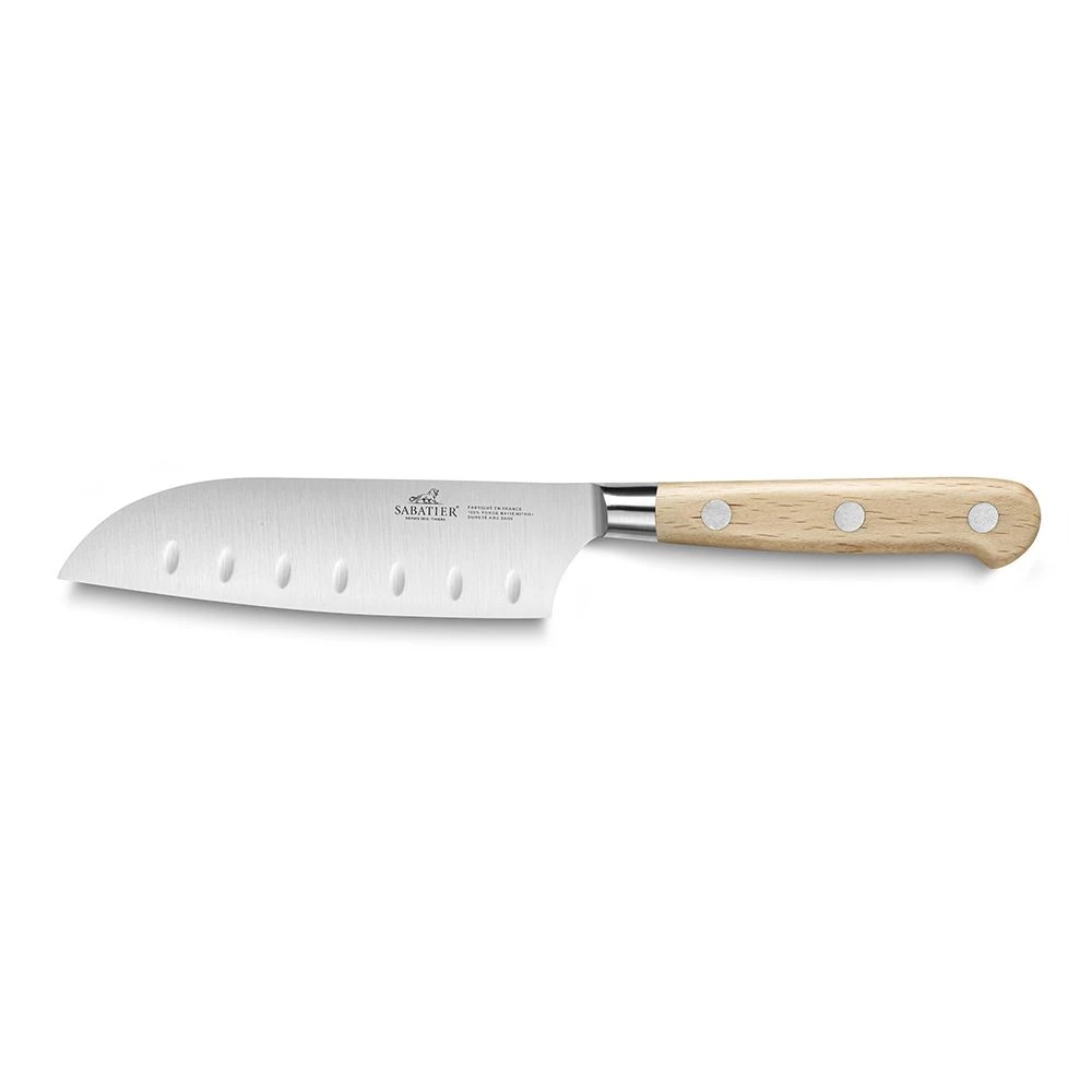 Lion Sabatier® Ideal Broceliande 13cm Scalloped Santoku Knife (Ashwood Handle With Stainless Steel Rivets) 3 Lion Sabatier® Ideal Broceliande 13cm Scalloped Santoku Knife (Ashwood Handle With Stainless Steel Rivets)