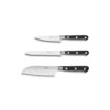 Lion Sabatier® Ideal 3 Piece Knife Set - 10cm Paring, 12cm Serrated Utility & 13cm Santoku Knife (Black Handle With Stainless Steel Rivets) -Kitchenknives Shop kk 892380