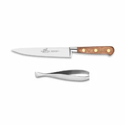 Lion Sabatier® Ideal Perigord 2 Piece Set - Filleting Knife & Tweezers (Walnut Handle With Brass Rivets) -Kitchenknives Shop kk 893586