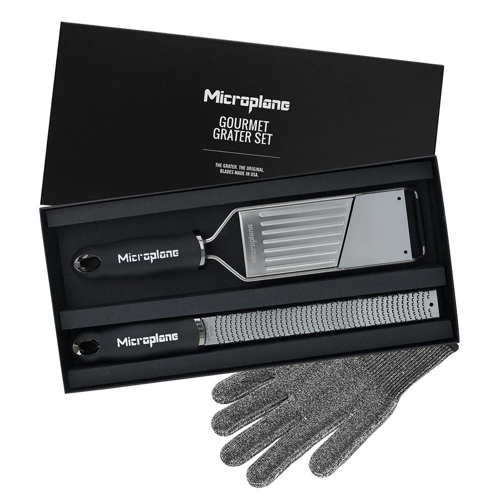 Microplane Gourmet Grater Set With Cut Resistant Glove (MIC-36179) 3 Microplane Gourmet Grater Set With Cut Resistant Glove (MIC-36179)