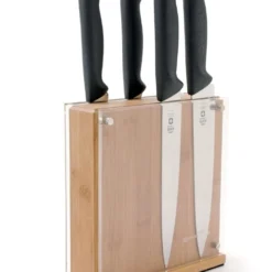 Glass Magnetic Knife Block - Universal Knife Storage Made Of Bamboo (Small) -Kitchenknives Shop original 1