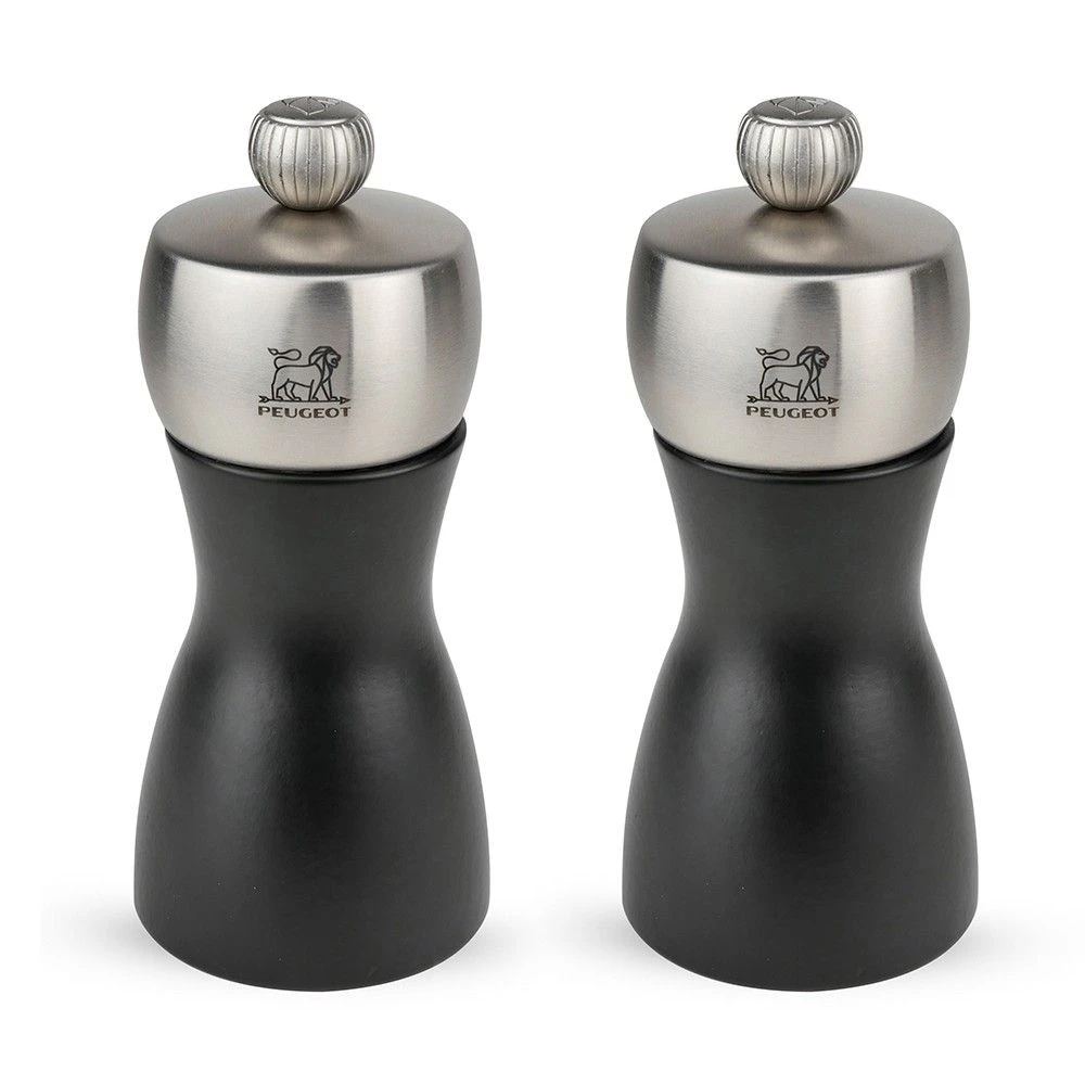Peugeot Fidji Duo Pepper Mill & Salt Mill 12cm Black Matt & Stainless Steel (2/21283) 3 Peugeot Fidji Duo Pepper Mill & Salt Mill 12cm Black Matt & Stainless Steel (2/21283)