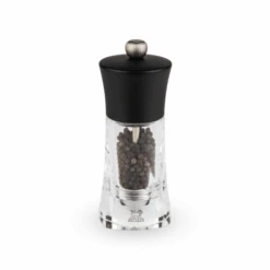 Peugeot Oléron Manual Pepper Mill In Wood & Acrylic Black Matte 14cm (P33583)