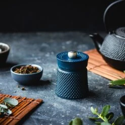 Peugeot Bali Font Cast Iron Pepper Mill 8cm Blue (P36621) -Kitchenknives Shop p36621 ls3