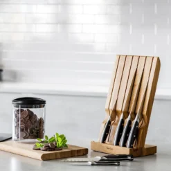 Robert Welch Professional Angle Oak Knife Block 7 Piece Set -Kitchenknives Shop rwpao2097v7 professional angle block 7pc set ps38 1