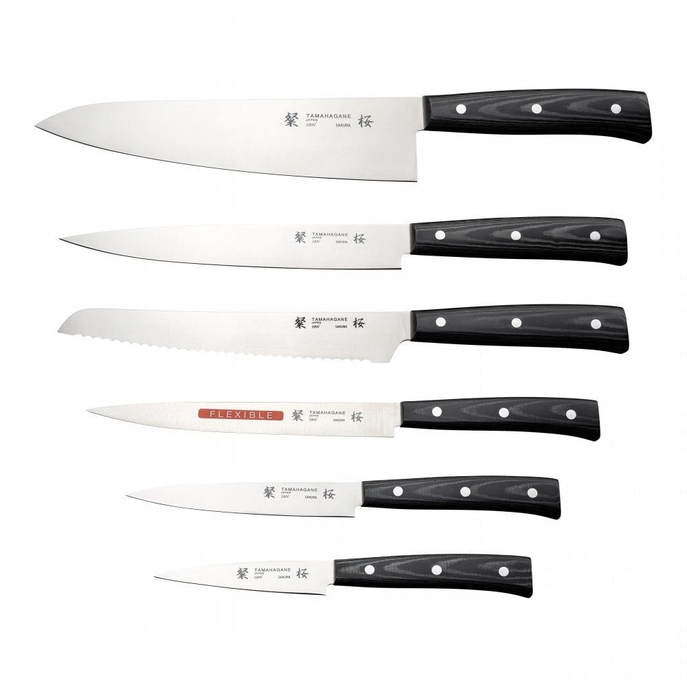 Tamahagane San Sakura 7 Piece Knife Block Set (SNS-1100/7B) 4 Tamahagane San Sakura 7 Piece Knife Block Set (SNS-1100/7B) - Image 2