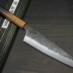 Sakai Takayuki Homura Guren (Aogami 2 Steel) Japanese Chef's Kengata-Gyuto Knife 225mm With Urushi Lacquered Oak Handle 5 Sakai Takayuki Homura Guren (Aogami 2 Steel) Japanese Chef's Kengata-Gyuto Knife 225mm With Urushi Lacquered Oak Handle -Kitchenknives Shop sk 01187