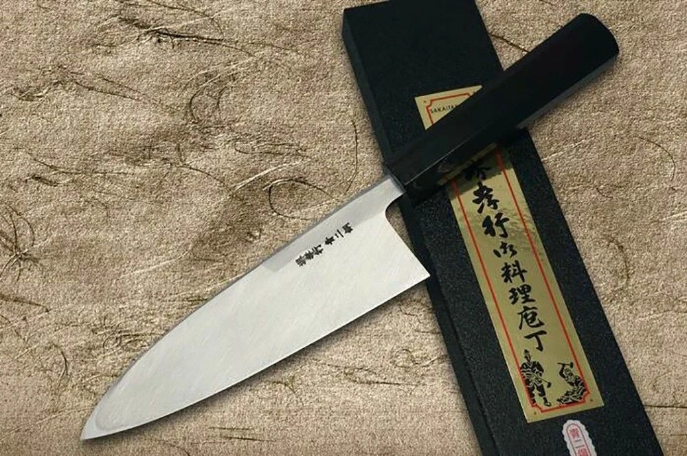 Sakai Takayuki Aoniko Blue 2 Steel Ebony Handle Japanese Chef's Deba Knife 150mm 7 Sakai Takayuki Aoniko Blue 2 Steel Ebony Handle Japanese Chef's Deba Knife 150mm - Image 5