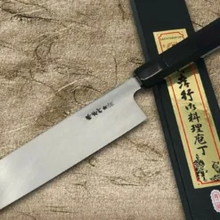 Sakai Takayuki Aoniko Blue 2 Steel Ebony Handle Japanese Chef's Nakiri (Vegetable) 180mm -Kitchenknives Shop sk 01263 5