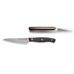 Savernake DNA SY11 11cm Large Paring Knife - Anthracite & Orange With Traditional Handle -Kitchenknives Shop sy11 large paring knife top side 1